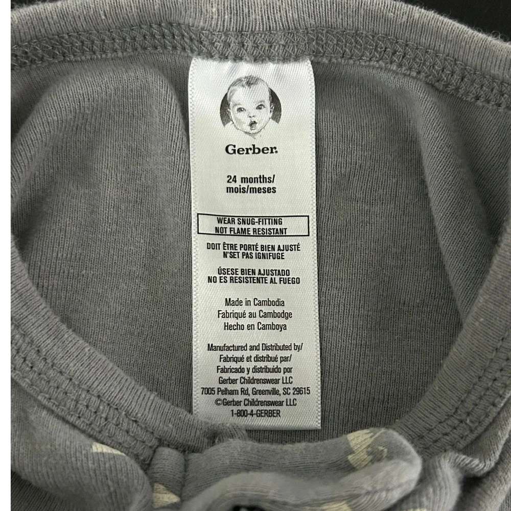 Gerber Baby Boy Gray Mountain Tree Print Footed Pajama Sleeper 24 Months 1490